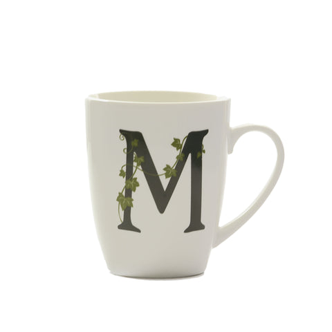 PORCELAINE BLANCHE Mug initiale M noir ATUPERTU tasse à lait blanc 380 cc