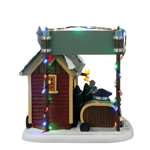 LEMAX Edificio illuminato Tiny House Tree Costruisci il tuo villaggio in resina 12.5 x 17 x 13 cm