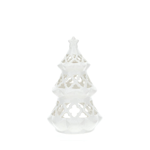 Hervit Décoration de Sapin de Noël Tealite Support Porcelaine Blanche h 20 cm