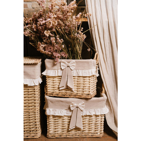 Nuvole di Stoffa Wicker basket with Shabby Chic bow 2 variants (1pc)