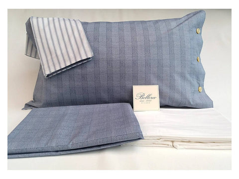 BELLORA Double sheet set + 2 blue BESS pillowcases 255x280+ 50x80 cm