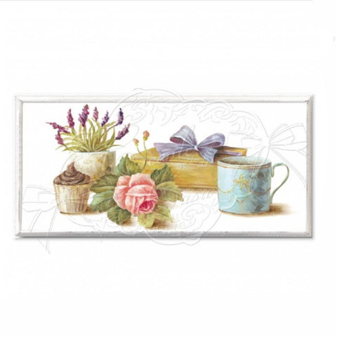 CUDDLES AT HOME Rectangular picture BREAKFAST FLORAL 4variants 38x22x3cm QA10658