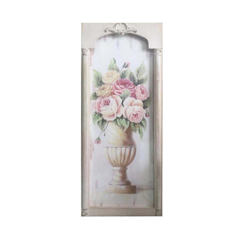 BLANC MARICLO' Tableau haut sur toile rose bois beige 2 couleurs 25,4x2,7x61 cm