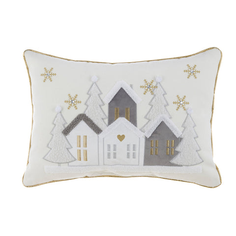 Blanc Mariclò Christmas furnishing cushion in white cotton with decorations 50x35 cm