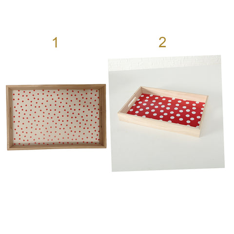 Boltze Christmas wooden white polka dot serving tray two variants 26x40 cm