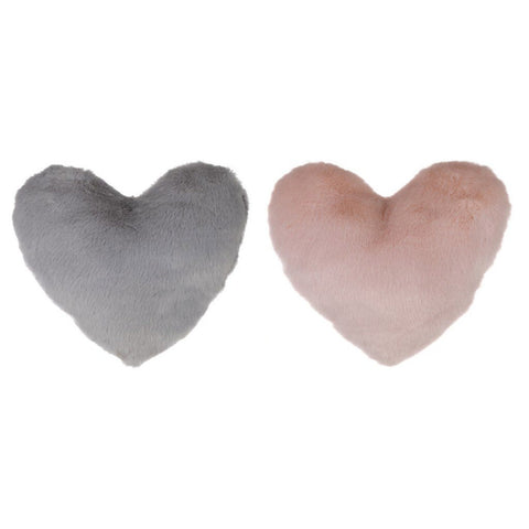 BLANC MARICLO' Coussin coeur en fausse fourrure grise ou rose 40x40 cm A28410
