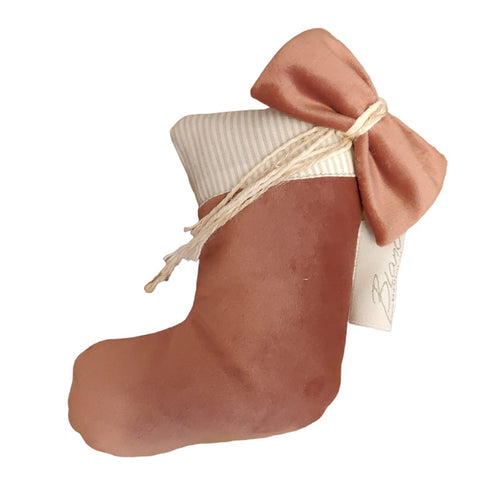 Blanc Mariclò Pink Christmas stocking for tree with bow in polyester 16x11 cm