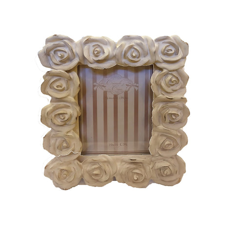 CUDDLES AT HOME Photo frame with white roses shabby effect 10x15 cm