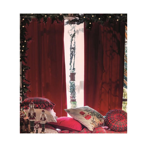 BLANC MARICLO' Set of 2 velvet curtain panels with red Christmas TEMPERA loops