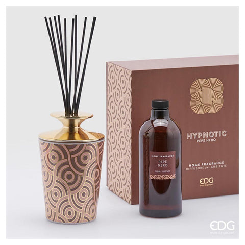 EDG Enzo de Gasperi Parfum d'ambiance avec bâtonnets, flacon en céramique brillante "Hypnotic Midnight Garden" 900ml 4 variantes