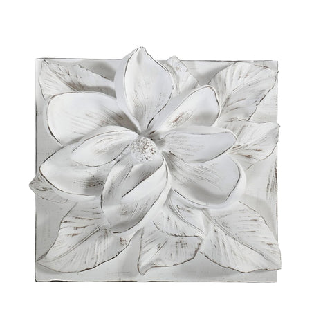 VIRGINIA CASA Placca da muro in ceramica con magnolia CORNICI bianco 25x25 cm
