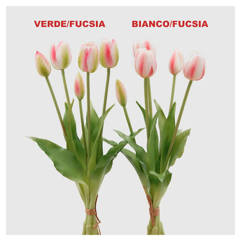 EDG Enzo de Gasperi Tulipano fiore artificiale per decorazione, bouquet 5 tulipani finti 2 varianti
