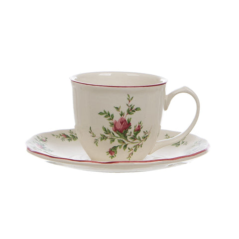 BLANC MARICLO' Set 6 coffee cups with saucers MOSS ROSE in ceramic H5.5 cm