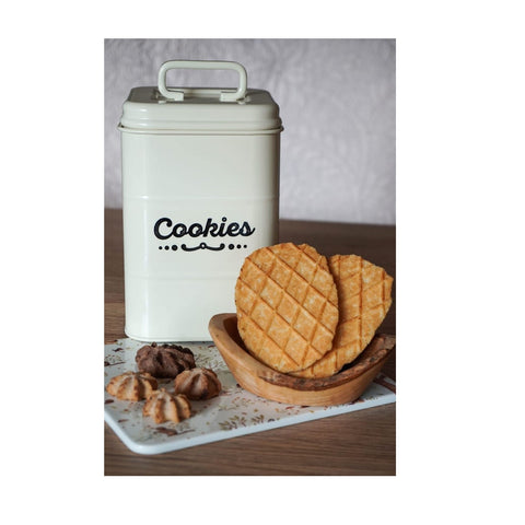 ISABELLE ROSE Beige biscuit jar 14 cm with 4 CAN4 stickers