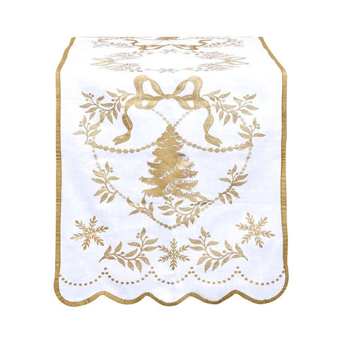 Blanc Mariclò Tapis de cuisine de Noël blanc/or "Shiny Christmas" 45×140 cm