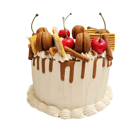 I DOLCI DI NAMI Tall artificial cake with white cream and biscuits Ø18xh14 cm