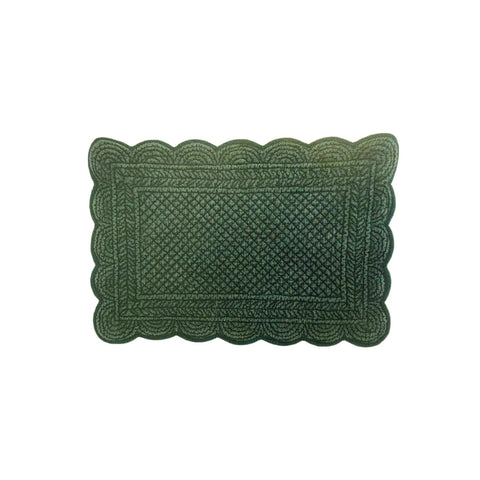 BLANC MARICLO' Set 2 green rectangular velvet placemats 35x50 cm