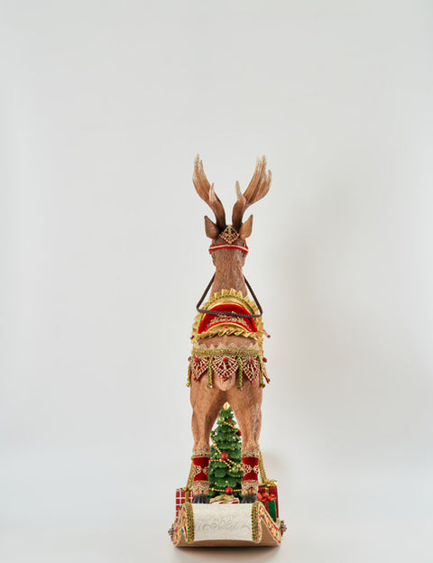 GOODWILL Figurine de Noël Renne sur balançoire avec cadeaux en résine