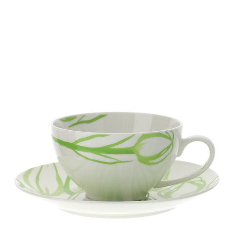 Hervit Porcelain breakfast cup with green tulips "Tulip" 12xH7 cm