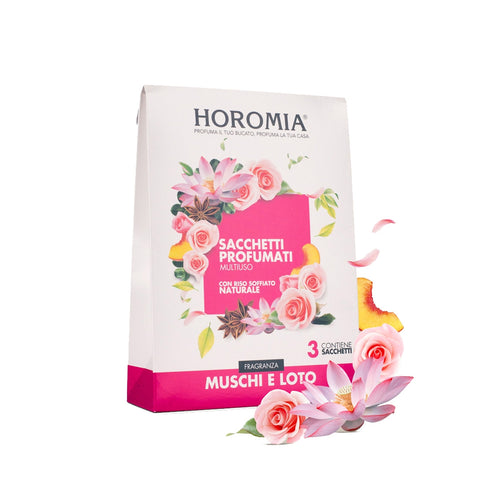 HOROMIA Set of 3 multipurpose scented bags with natural MOSSES AND LOTUS rice