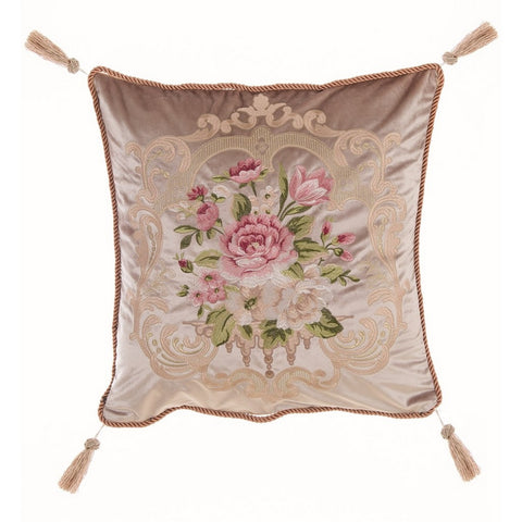BLANC MARICLO' Coussin à motif floral couleur beige rose FRESCO 50x50 cm