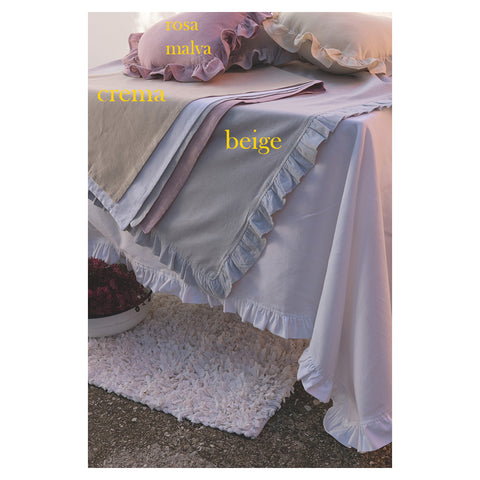 L'ATELIER 17 Solid color rectangular kitchen tablecloth in pure cotton with flounce, Shabby Chic "Essentiel" 150x220 cm 4 Variants