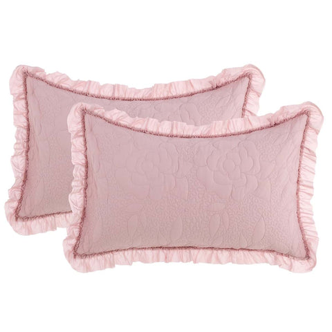 Blanc Mariclò Set of 2 pink "Camelia" Shabby Chic pillow covers