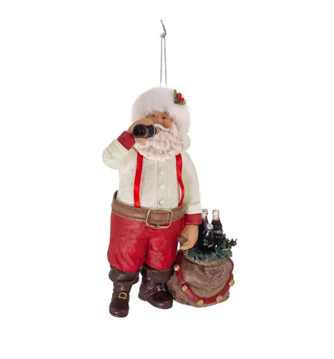 KURTADLER Santa Claus Christmas figurine drinking Coca-Cola to hang 10.2x7x14 cm