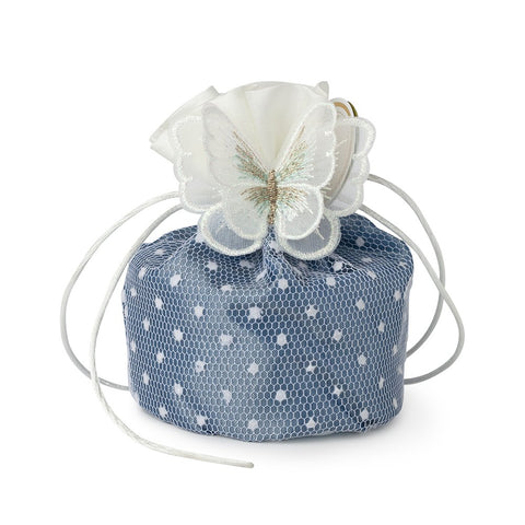 HERVIT Favor blue bucket with white butterfly and sugared almonds 10 cm 27934
