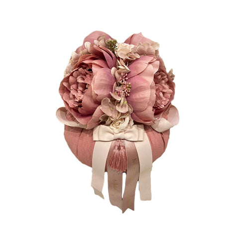 MATA CREAZIONI Pouf maxi con rose decoro floreale cotone rosa Ø22 H24 cm