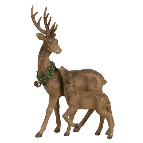 CLAYRE E EEF Decorazione Natale Addobbo renne marrone effetto legno 25x12x26 cm