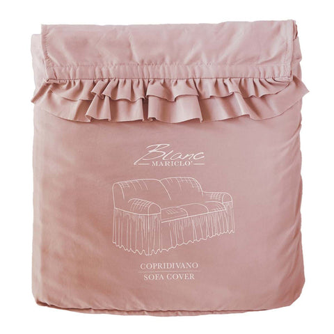 BLANC MARICLO' Stretch pink sofa cover in microfibre with frill