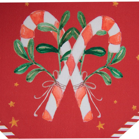 Clayre &amp; Eef Christmas runner with red cotton candy canes 50x160 cm