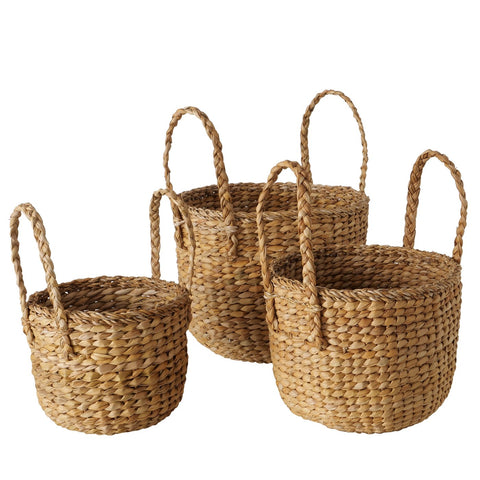 Boltze Storage basket with seaweed wood handles, "Natino", 3 variants