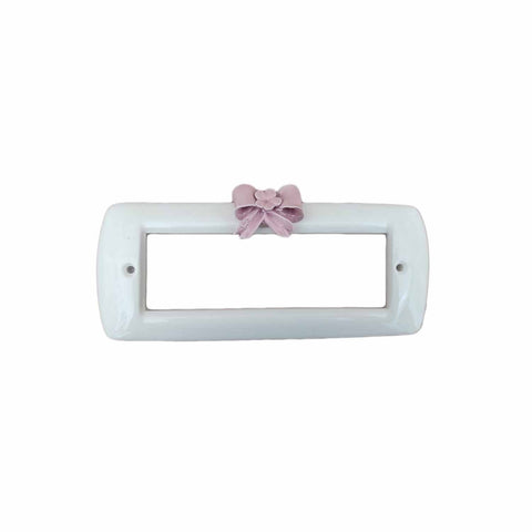 NALI' Decorative plate for wall switch with pink bow 10x23cm LF58ROSA