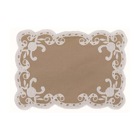BLANC MARICLO' Set 2 sets de table VILLA MADAMA coton gris tourterelle 35x50 cm