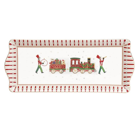 EASY LIFE Vassoio natalizio in porcellana "Polar Express" in box regalo 35x15cm