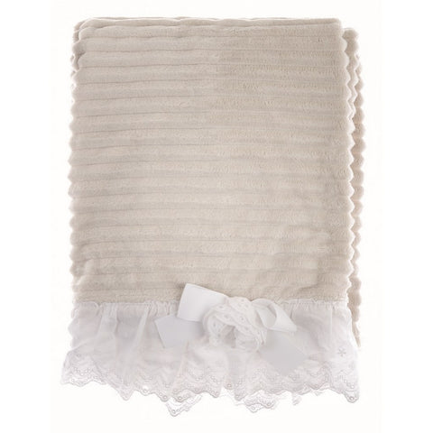 BLANC MARICLO' Plaid blanket with white san gallo lace flounce 260 gsm 140x170 cm