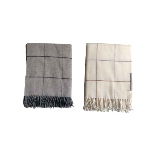 CECCHI E CECCHI Plaid blanket with fringes in pure wool two colors 135x190 cm