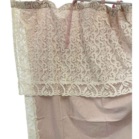 CHARME Set of two pink lace curtain panels with floral pattern 140x300 cm
