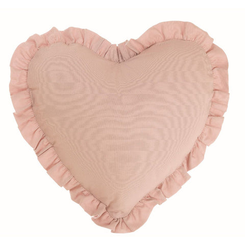 BLANC MARICLO' INFINITY Coussin décoratif en forme de coeur avec volant en coton rose poudré 45x35 cm