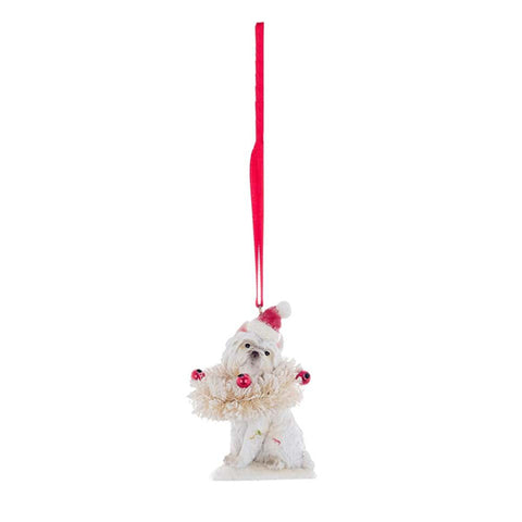 Blanc Mariclò Pendentif de Noël Chien en polyrésine 7x5x9 cm 3 variantes (1pc)