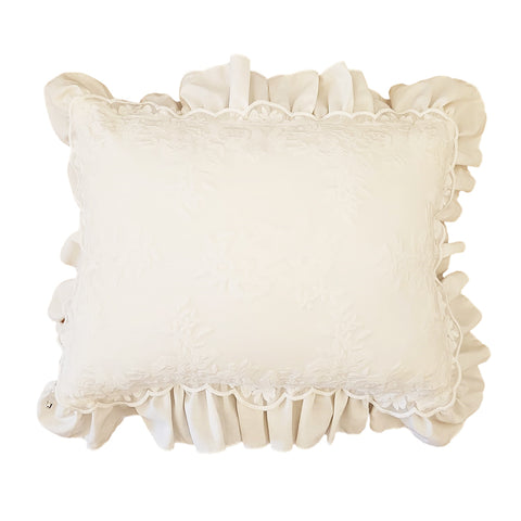 CHARMING Decorative cushion with floral embroidery and flounce "LUIGI XVI" 60x60 cm
