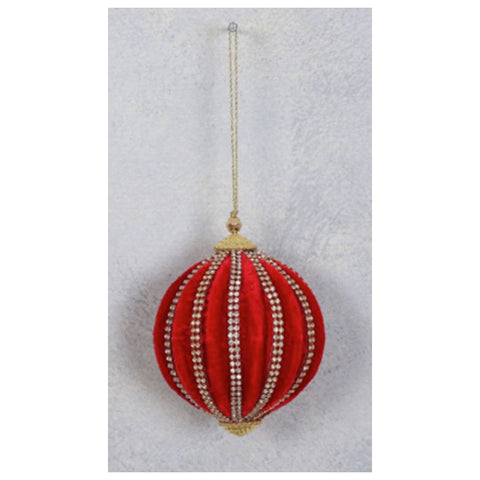 FIORI DI LENA Sfere palline natalizie in velluto con brillantini per albero tre colori Ø13 cm