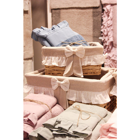 Nuvole di Stoffa Wicker basket with Shabby Chic bow 3 variations (1pc)