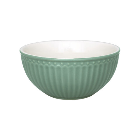 GREENGATE Breakfast bowl green porcelain container Ø14,6 H7,4 cm