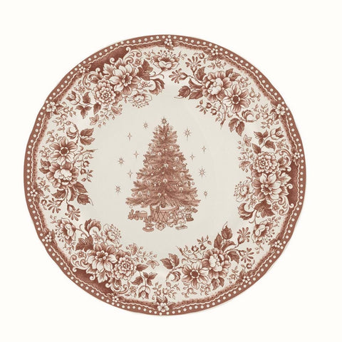 BLANC MARICLO' Christmas round tray under plate DIANA ROSE red Ø30,9 H2 cm