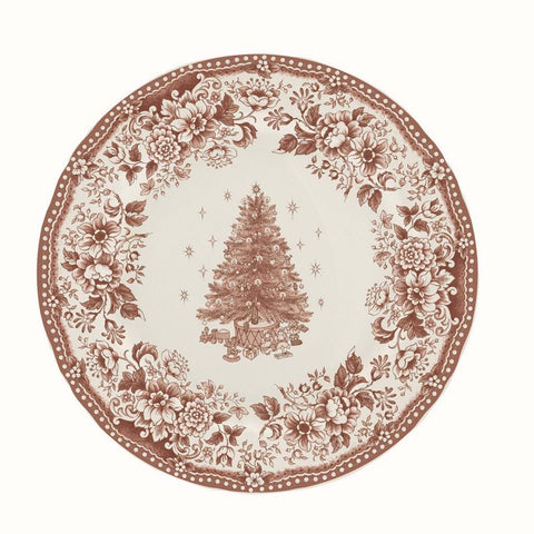 BLANC MARICLO' Plateau rond de Noël sous assiette DIANA ROSE rouge Ø30,9 H2 cm