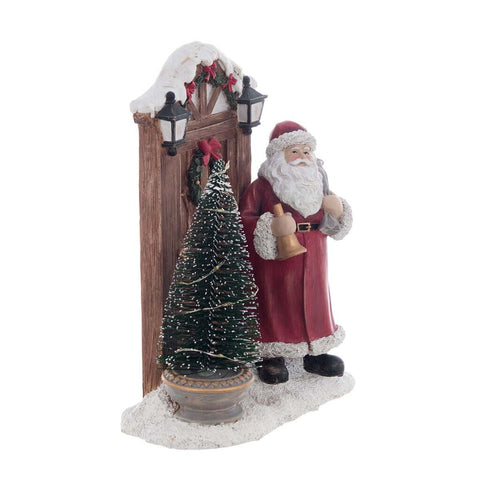 Blanc Mariclò Père Noël avec lumières LED en résine 18x9x22 cm