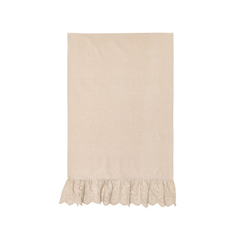 FABRIC CLOUDS Tea towel Beige tea towel with san gallo lace, Shabby Chic Maria Vittoria - Danidè
